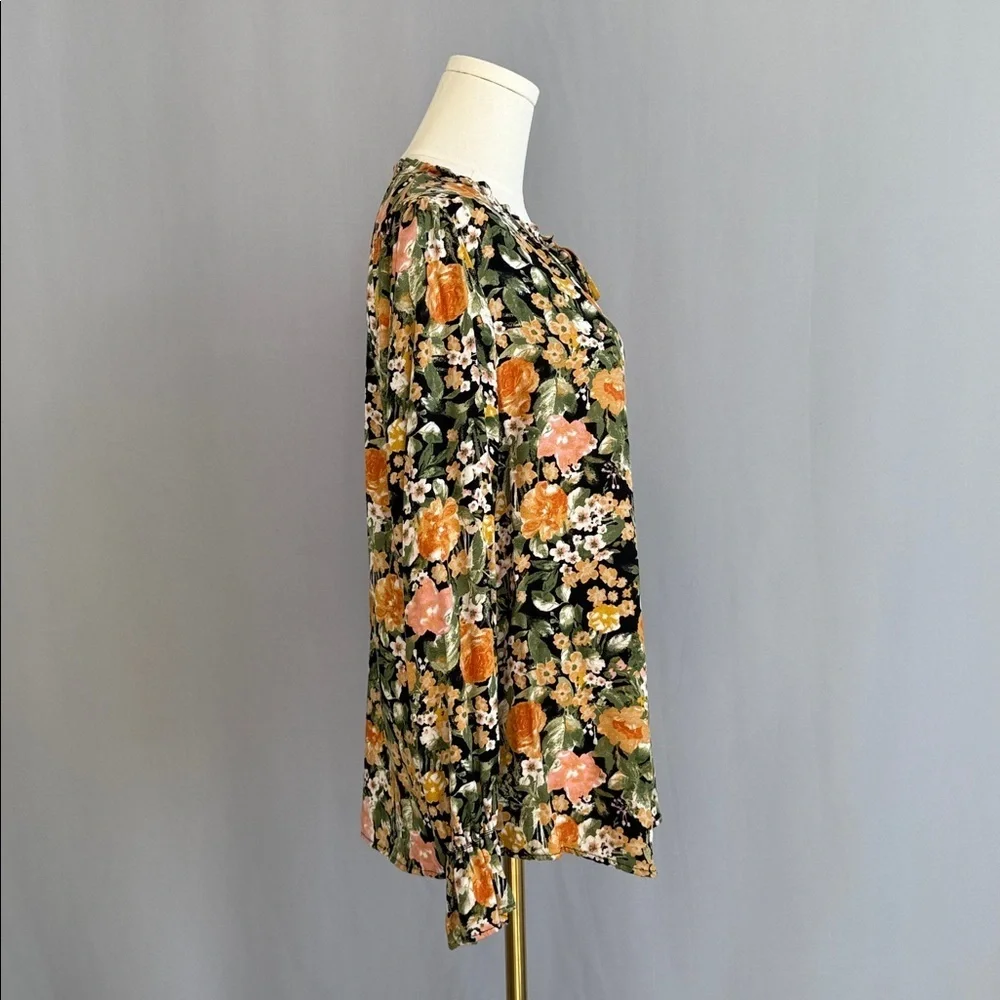 7th Ray Floral Blouse - Black, Orange, Yellow, Green - Picture 5 of 6